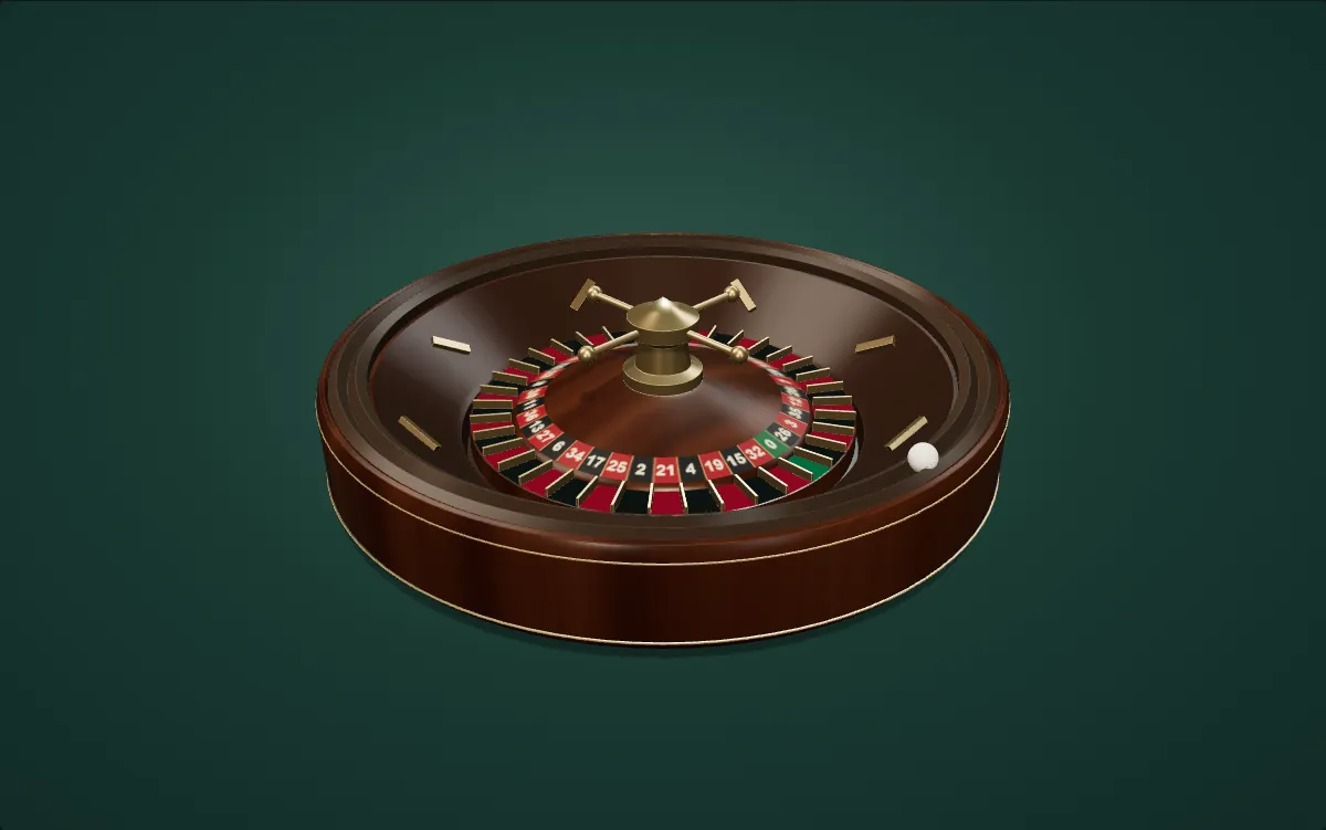Europäischer Roulette-Kessel in Schrägansicht, Vorschaubild der 3D-Lektion