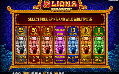 5 Lions Megaways Slot Freispiele