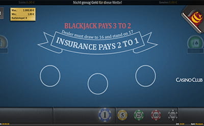 Die mobilen BlackJack Spiele bei CasinoClub