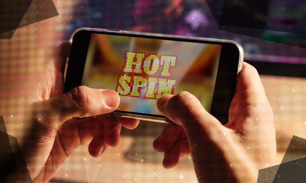 Der Hot Spin Spielautomat auf einem Smartphone.