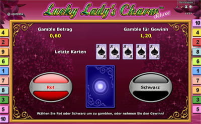 Das Kartenrisiko bei Lucky Lady's Charm Deluxe.