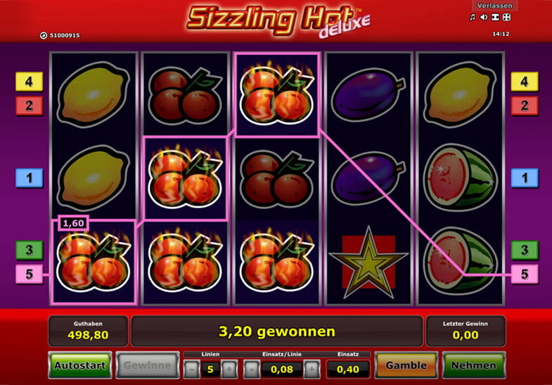 Spielt hier den beliebten Slot Sizzling Hot Deluxe gratis ohne Anmeldung