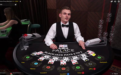 So sieht der Live Dealer Tisch bei RubyFortune aus