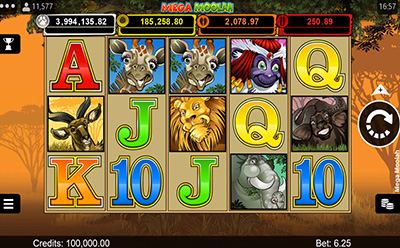 Mega Moolah im Rolling Slots Online Casino.