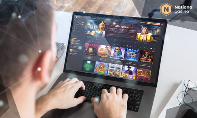 Die Webseite des National Casino auf einem Laptop Bildschirm.