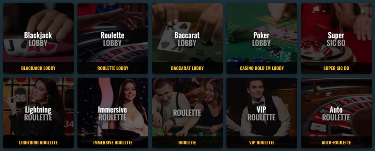 Die erstklassigen Tischspiele des Live Dealer Casinos.