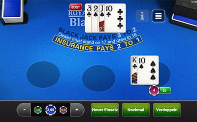 Übersicht der BlackJack Spiele im Quasar Gaming Mobile Casino