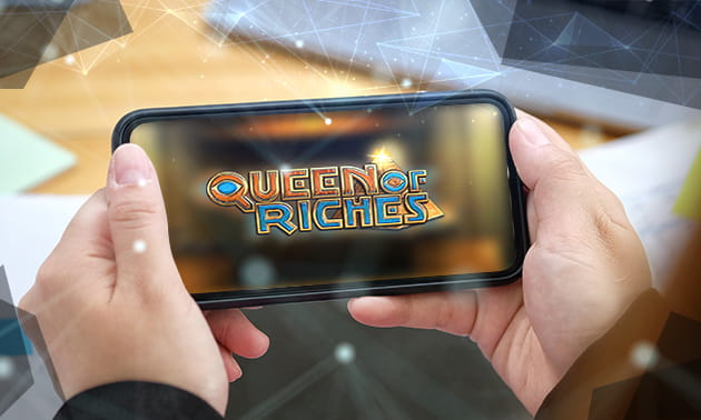 Der Slot Queen of Riches auf einem Smartphone.