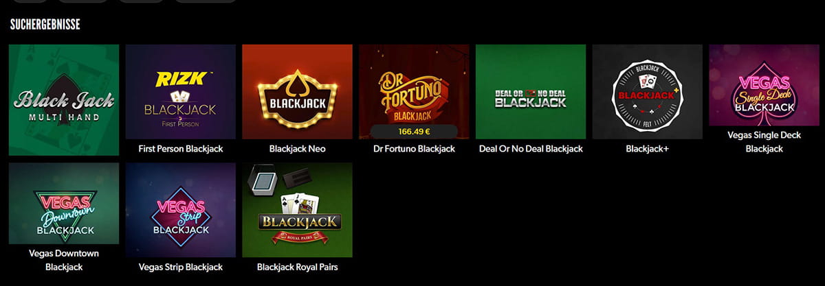 Rizk Tischspiele – die Auswahl an Blackjack im Casino