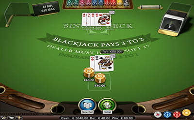 Single Deck Blackjack von NetEnt
