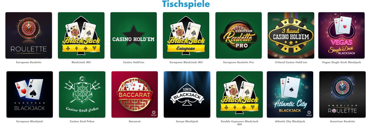 Die Auswahl an Tischspielen im Slotty Vegas Casino