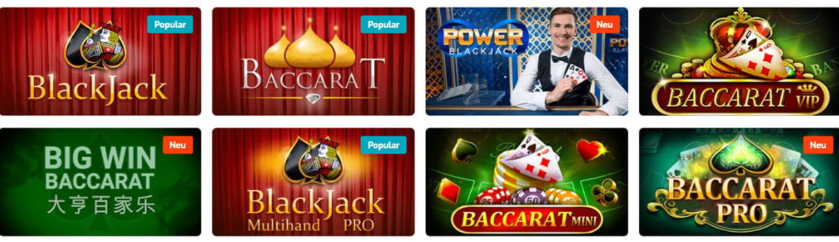 Das Slotum Casino hat eine riesige Auswahl an Tischspiele wie Roulette, Blackjack oder Baccarat