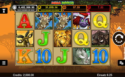 Der Jackpot Slot Mega Moolah im SpinAway Casino.