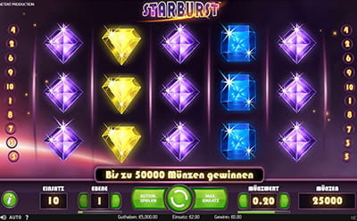 Der Slot Starburst von NetEnt.