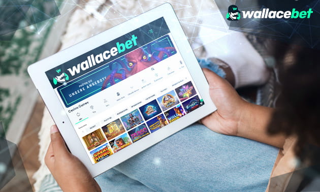 Die Startseite des Wallacebet Casinos mit den Bonusaktionen und einigen Spielen.