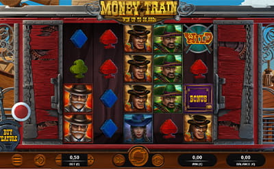 Der virtuelle Spielautomat WildPharao Money Train.