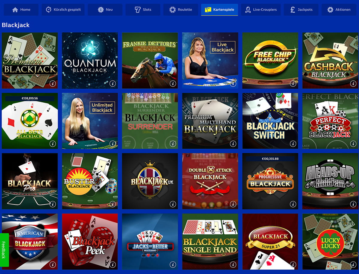 Kartenspiele bei William Hill wie bspw. Blackjack und Poker