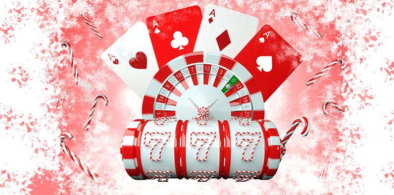 Casino- und Glücksspiele zum Weihnachtsfest.