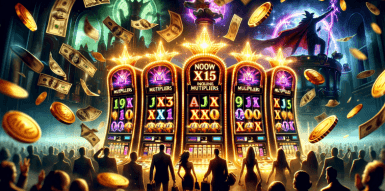 Darstellung eines Spielautomaten mit hohem Multiplikator.