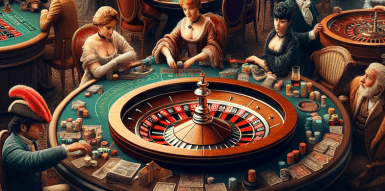Das Bild eines alten Casinos, in dem Roulette gespielt wird.
