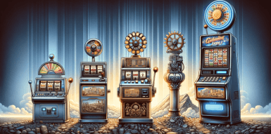 Unterschiedliche Arten von alten Spielautomaten nebeneinander aufgestellt.