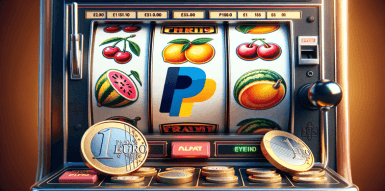 Retro Spielautomat mit 1 Euro Münzen als Symbol für 1 Euro PayPal Online Casinos.